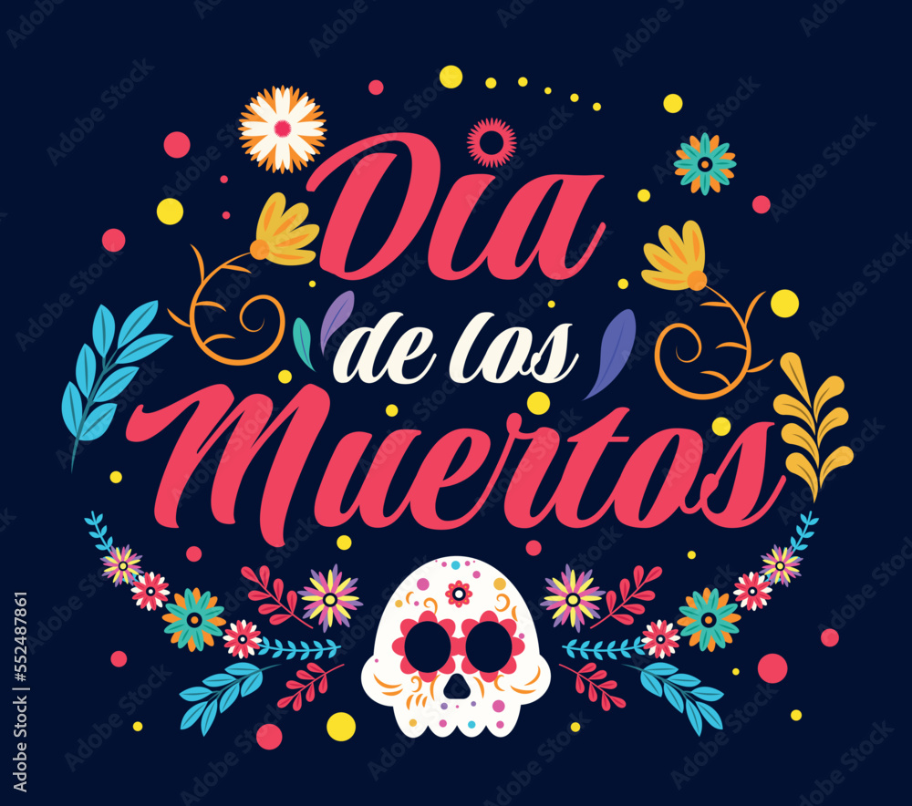 Vecteur Stock Dia de muertos. Greeting or invitation postcard design