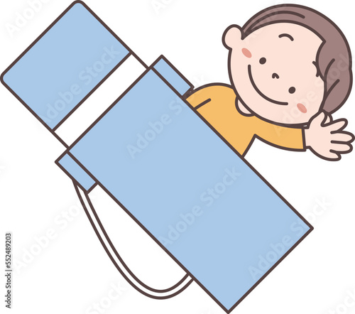 水筒と男の子のイラスト素材
