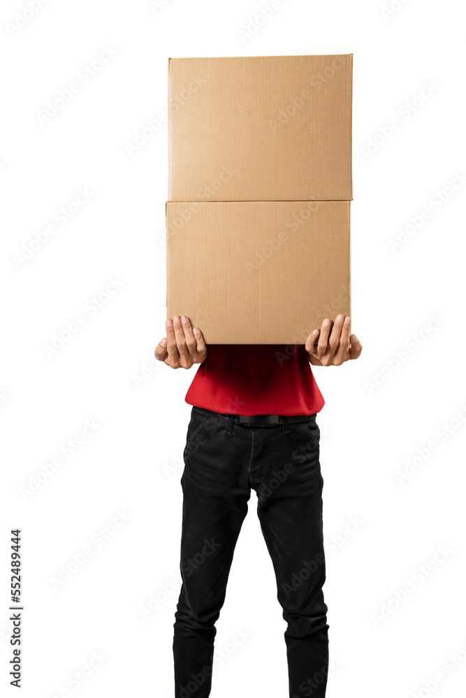 Parcel delivery man with a hat carrying a package Parcel delivery man with a hat carrying a package