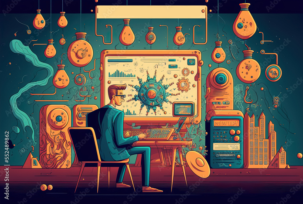 Fototapeta premium Background in innovation technology and business finance. Generative AI