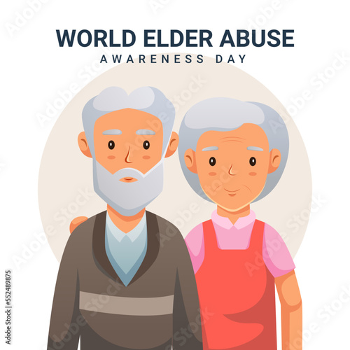 World elder abuse awareness day. Vector Grandfather and Grandmother happy couple