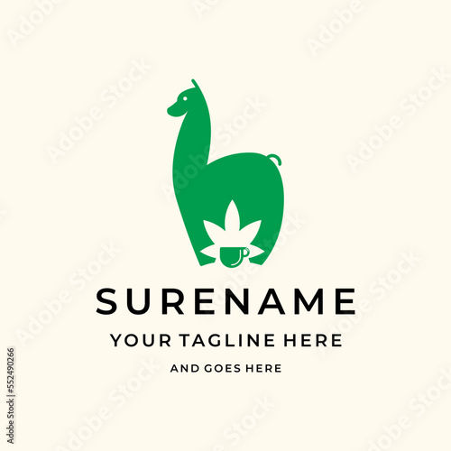 Animal Alpaca coffee hemp logo design illustration custom logo design