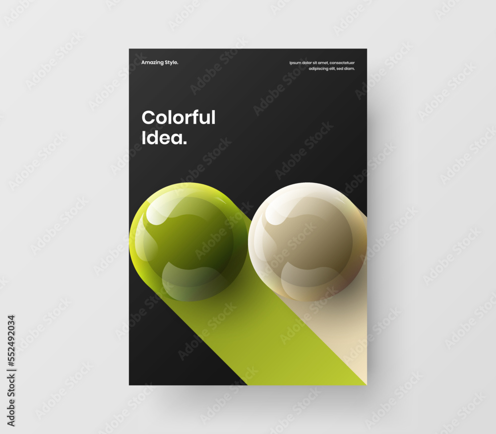 Amazing 3D spheres placard layout. Modern brochure A4 vector design ...