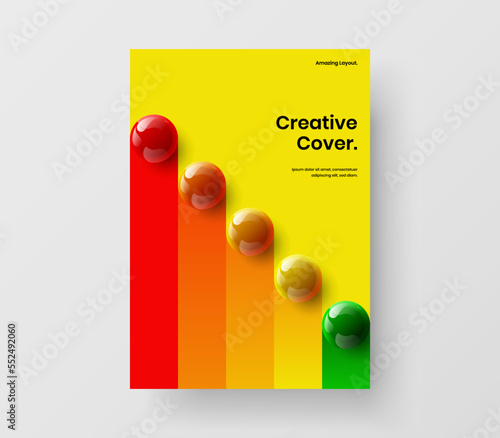 Original 3D balls catalog cover illustration. Minimalistic company identity vector design concept.