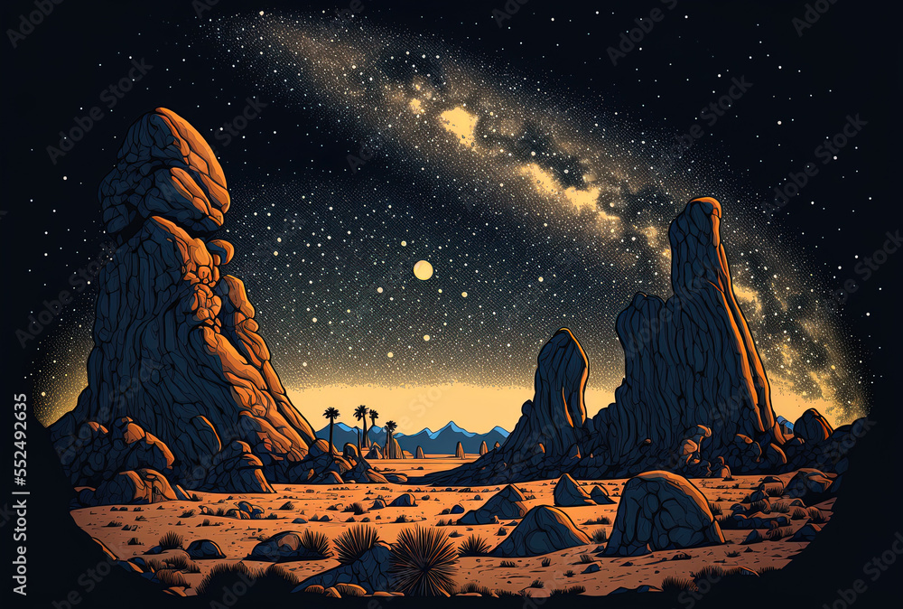 Naklejka premium Beautiful starry sky above Trona, California. Generative AI