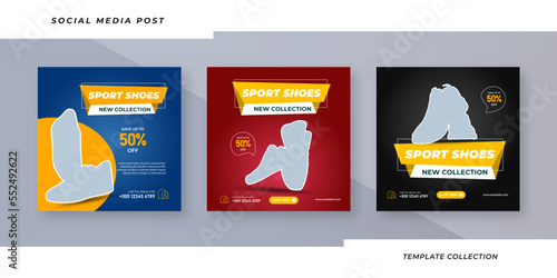 Modern sport shoes social vector design template for super sale, fashion sale, new arrival business promotion.