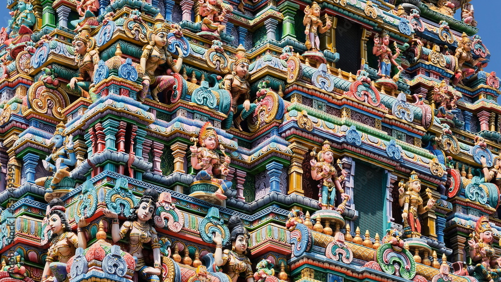 Art details of colorful Hindu temple