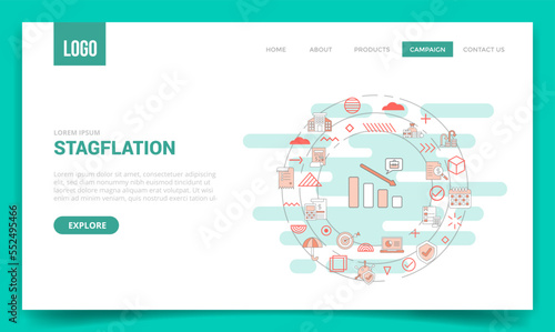 stagflation concept with circle icon for website template or landing page homepage