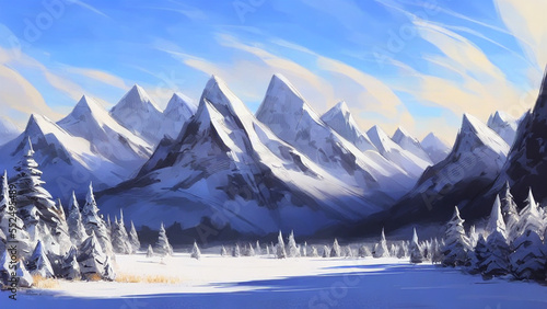 Wallpaper Mural Majestic, snow-capped mountain range with a tranquil blue sky Torontodigital.ca