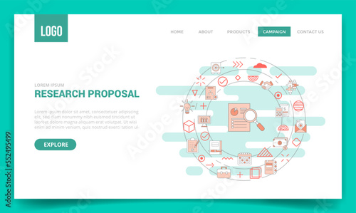 research proposal concept with circle icon for website template or landing page homepage