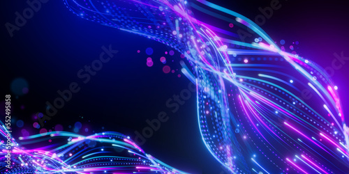 Fototapeta Naklejka Na Ścianę i Meble -  3d render, abstract neon background of twisted glowing lines. Neurolink metaphor, connection concept. Fantastic wallpaper
