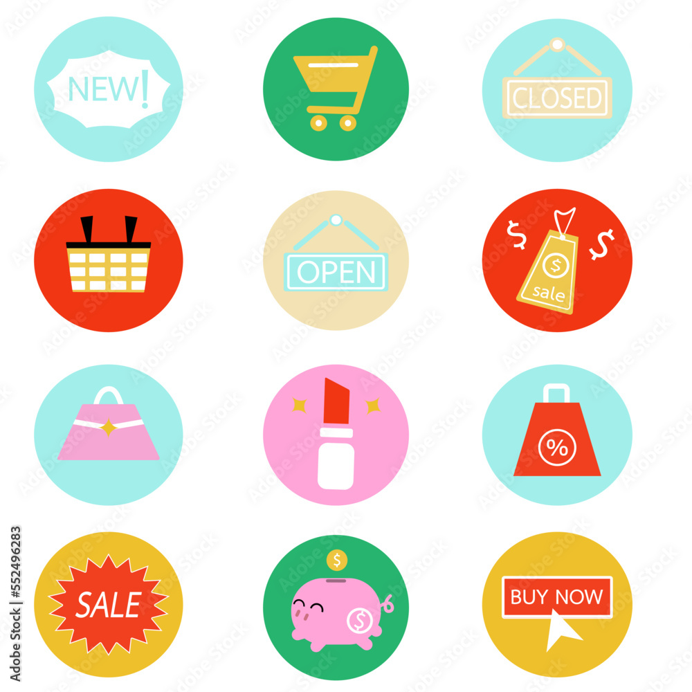 set of flat shopping icons for web and applications set of flat shopping icons for web and applications