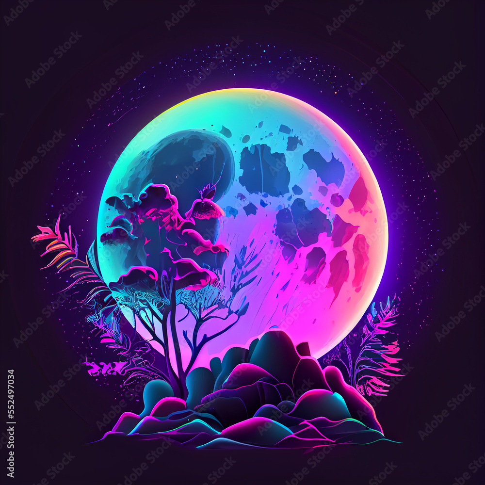 Colorful Super Moon Mountains Colorful Super Moon Mountains
