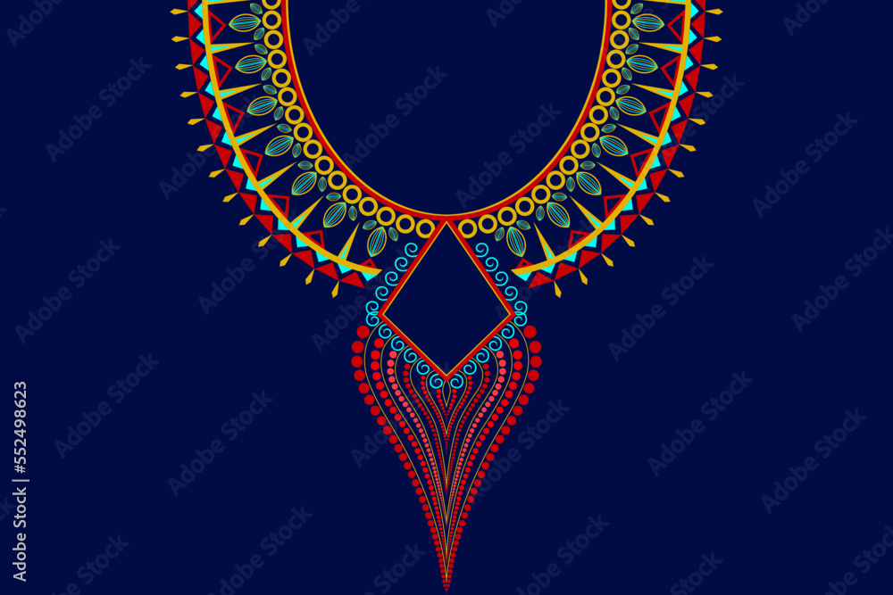 Ethnic Neck Collar Embroidery for fashion and other uses in vector.  Geometric oriental pattern ethnic traditional flower necklace embroidery  designs for fashion clothes, t-shirts in tribal style. Stock Vector | Adobe  Stock