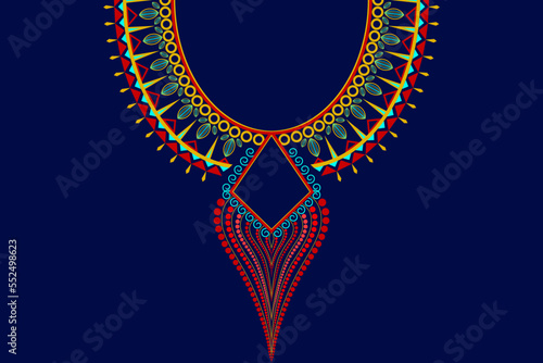 Ethnic Neck Collar Embroidery for fashion and other uses in vector. Geometric oriental pattern ethnic traditional flower necklace embroidery designs for fashion clothes, t-shirts in tribal style.