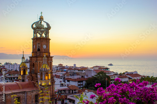 Puerto Vallarta's Our lady of Guadalupe cathedral at sunset