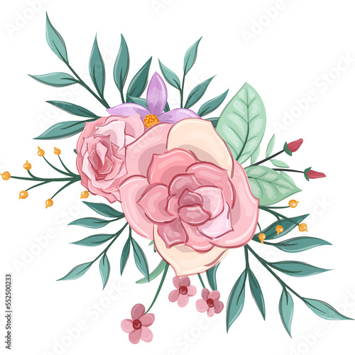 pink floral bouquet with watercolor