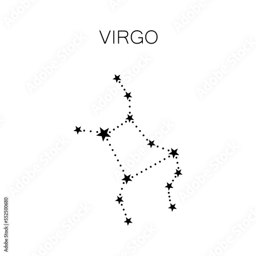 Zodiac signs isolated on white background. Constellation of Virgo
