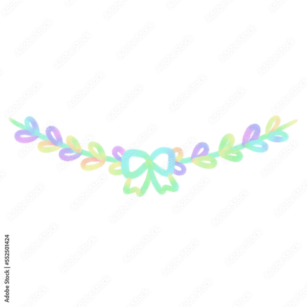 Fototapeta premium Rainbow line Christmas decoration, signs and symbols, Hand drawn in doodle style.