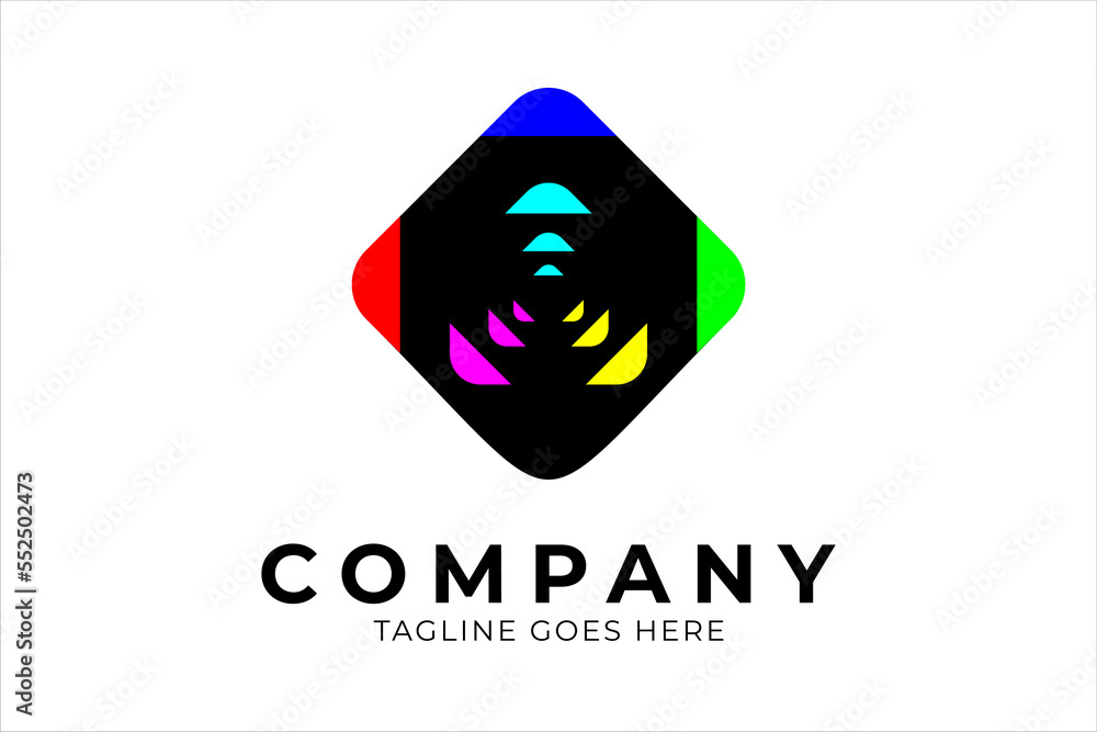 CMYK RGB logo design, minimalist CMYK logo design, flat design logo