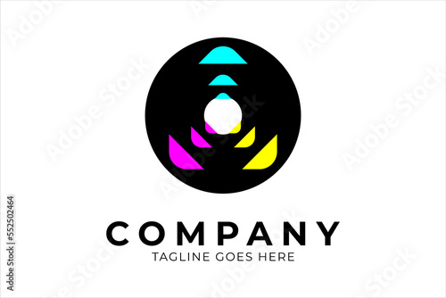 CMYK Circle logo design, minimalist CMYK Circle design, flat design logo template element, vector illustration