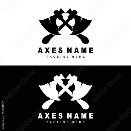 Ax Logo Design, War Tool Illustration and Woodcutter Vector