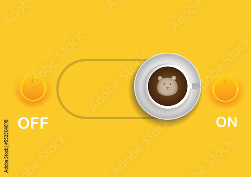 Cup of coffee on yellow background and copy space, relax time with coffee Stock Illustration vector.