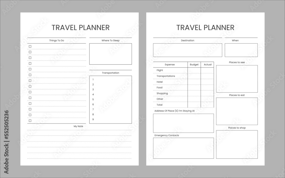 travel planner logbook vector template travel planner logbook vector template