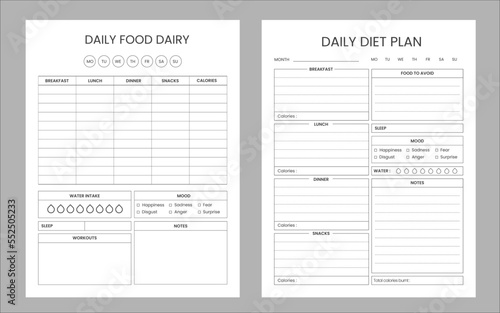 Daily food planner design template 