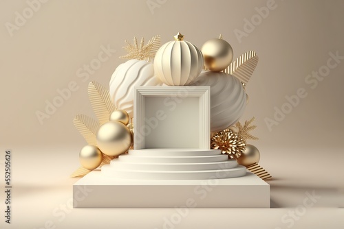 3d illustration Christmas and new year background 3d podium. greeting card  banner  poster