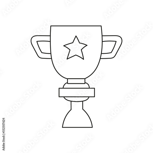 Doodle cup winner attribute with star vector illustration.