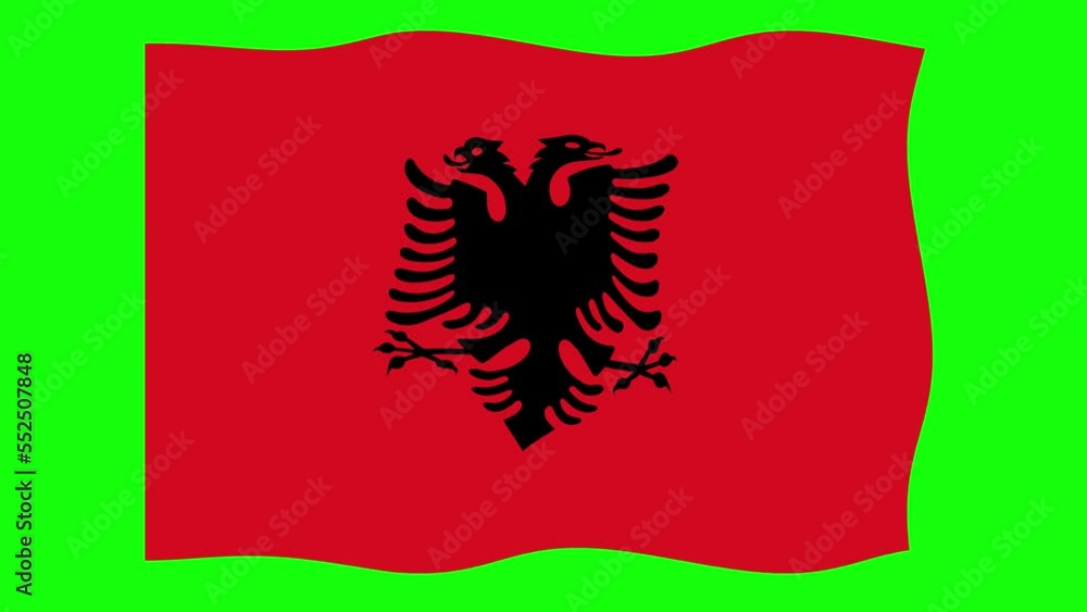 Albania Waving Flag 2D Animation on Green Screen Background. Looping seamless animation. Motion Graphic Albania Waving Flag 2D Animation on Green Screen Background. Looping seamless animation. Motion Graphic