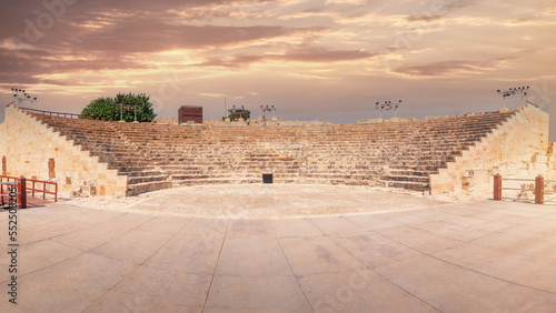 Panoramic view of the ancient amphitheater in Kourion, Cyprus