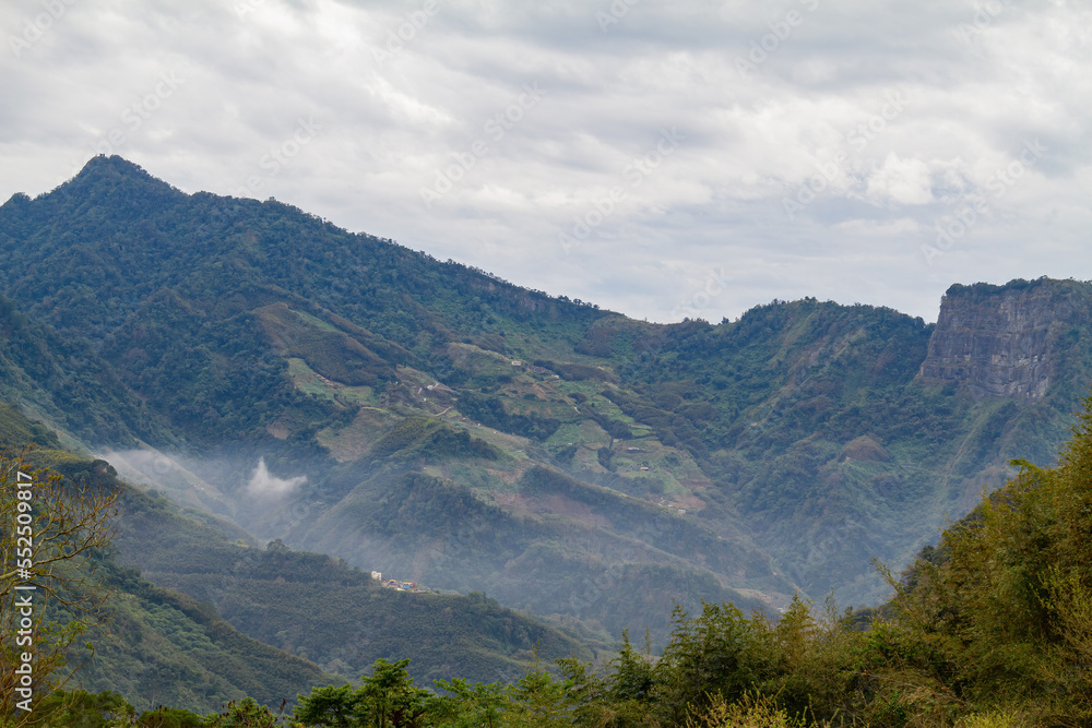 Fototapeta premium High angle view of country side landscape in Miaoli County