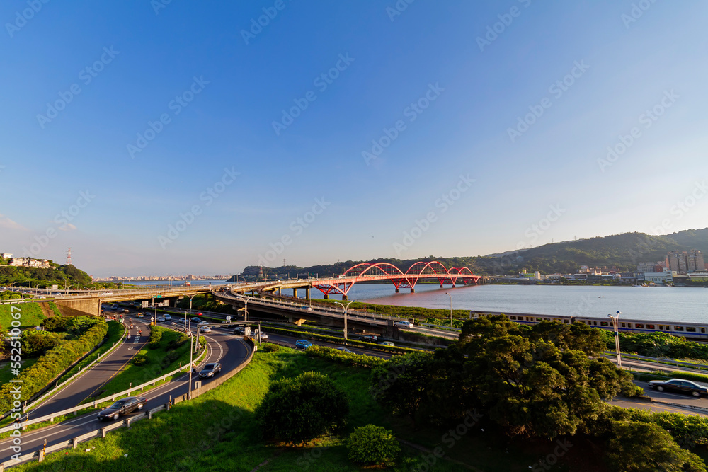 High angle view of the landscape around Guandu Bridge