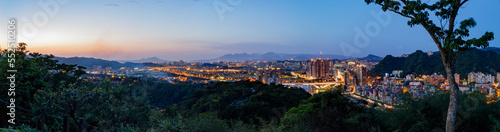 Twilight high angle view of the Taipei cityscape