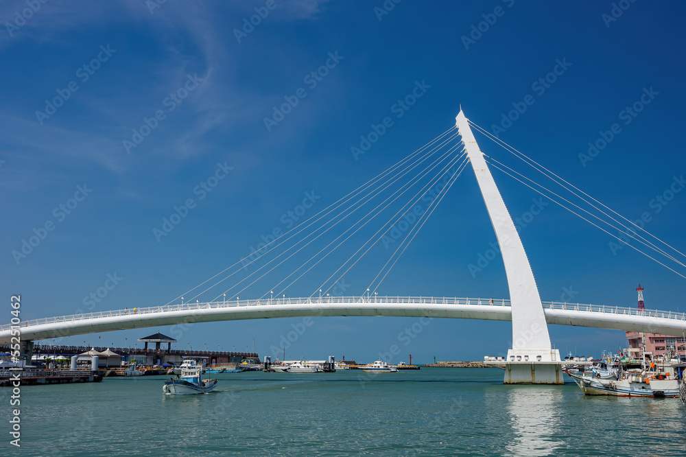 Sunny view of the Lover's Bridge of Tamsui Fisherman's Wharf