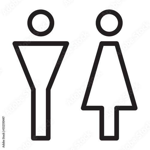Toilet sign vector with man and woman symbol in a glyph pictogram illustration