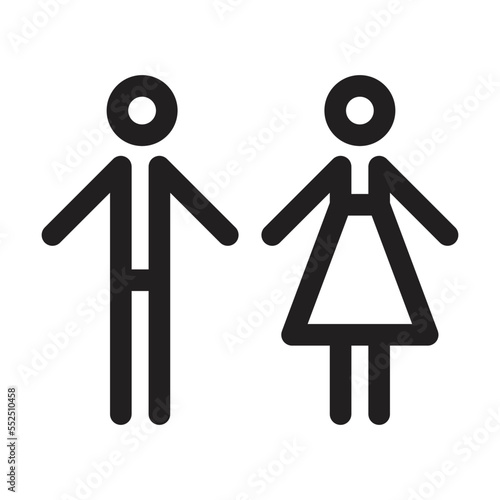Toilet sign vector with man and woman symbol in a glyph pictogram illustration