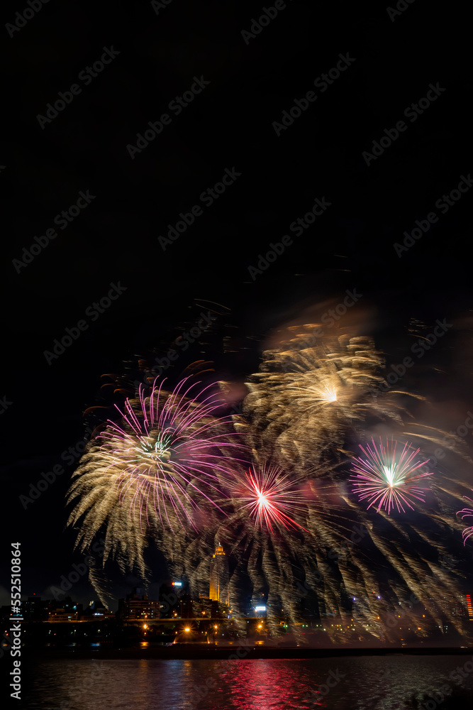 Night fireworks over the sky for celebration Night fireworks over the sky for celebration
