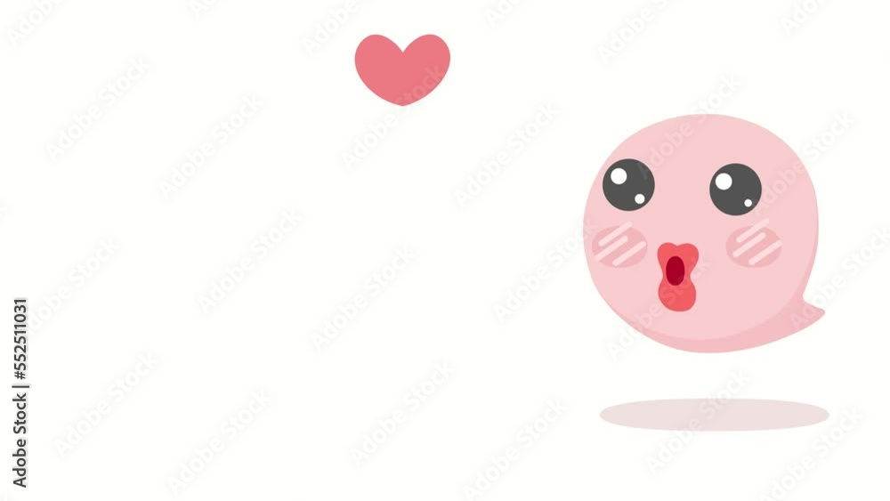 A kissing pink emoji in white A kissing pink emoji in white