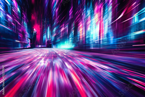 motion blur futuristic background with bright lights and long exposure created using Generative AI