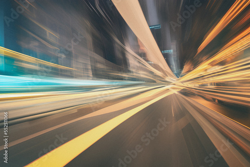 motion blur futuristic background with bright lights and long exposure created using Generative AI