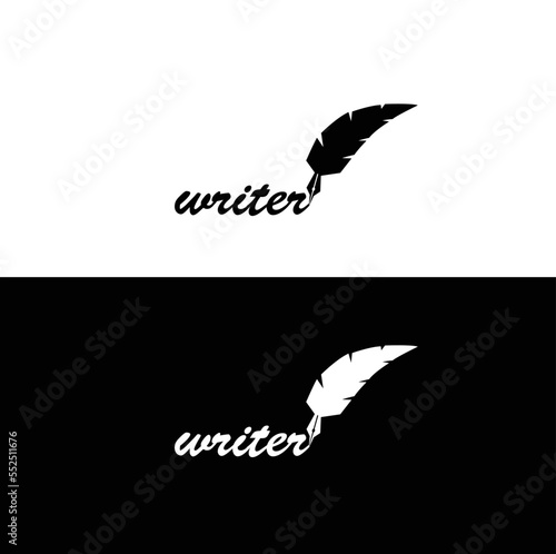 Feather logo templates- quill signature line logo design- quill pen logo template - writer logo -