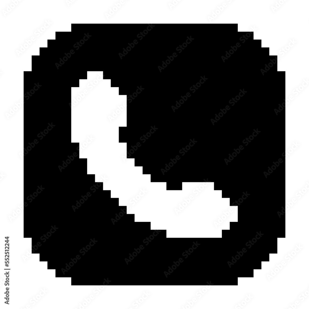 Telephone icon black-white vector pixel art icon Telephone icon black-white vector pixel art icon