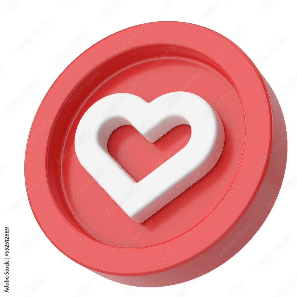 Love icon. Heart icon. 3D illustration. Love icon. Heart icon. 3D illustration.