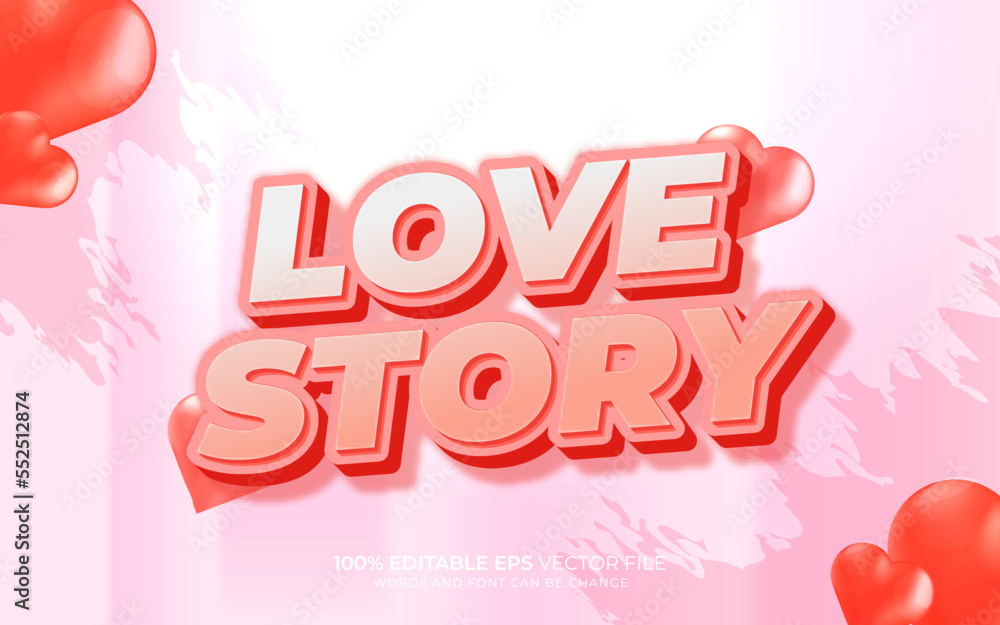 Love Story 3D editable text effect style template
