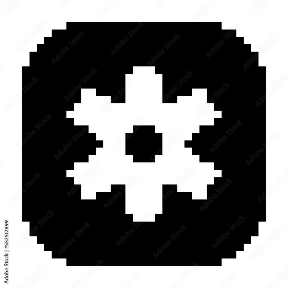 setting icon, gear icon black-white vector pixel art icon