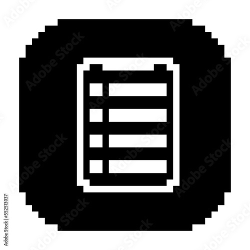 Latter list icon black-white vector pixel art icon
