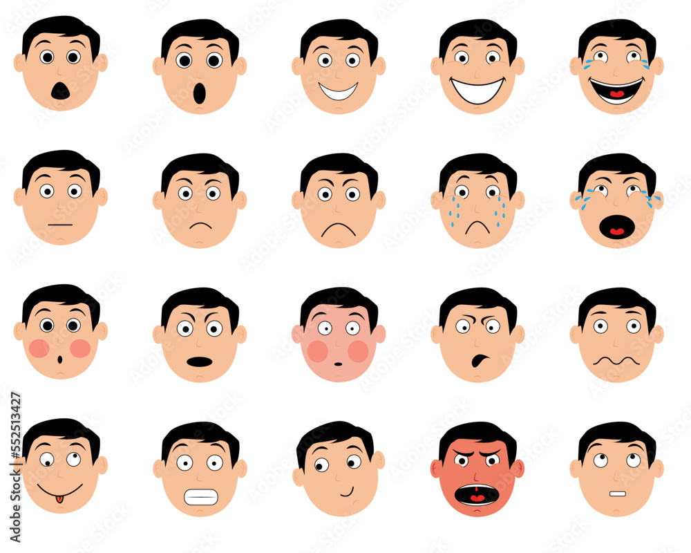 vector illustration of a set face with different emotions vector illustration of a set face with different emotions